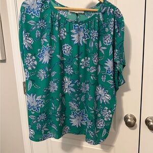 Floral Green and Blue Women's Top